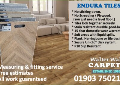 A convenient solution. No extensive floor preparation. Water resistant.